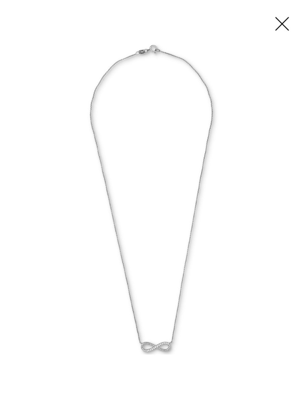 Macy's Silver-Tone Infinity Pendant Necklace with Clear Stones - Picture 3 of 7